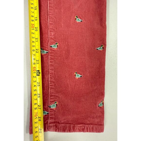 Talbots Stretch Corduroy Straight Leg Pants Mallard Embroidered Sz 10 - Picture 12 of 12